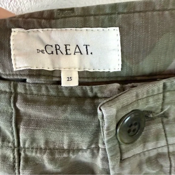 THE GREAT. The Admiral Twill Pants Desert Camo Boho Casual Women’s Size 25 - Picture 7 of 15